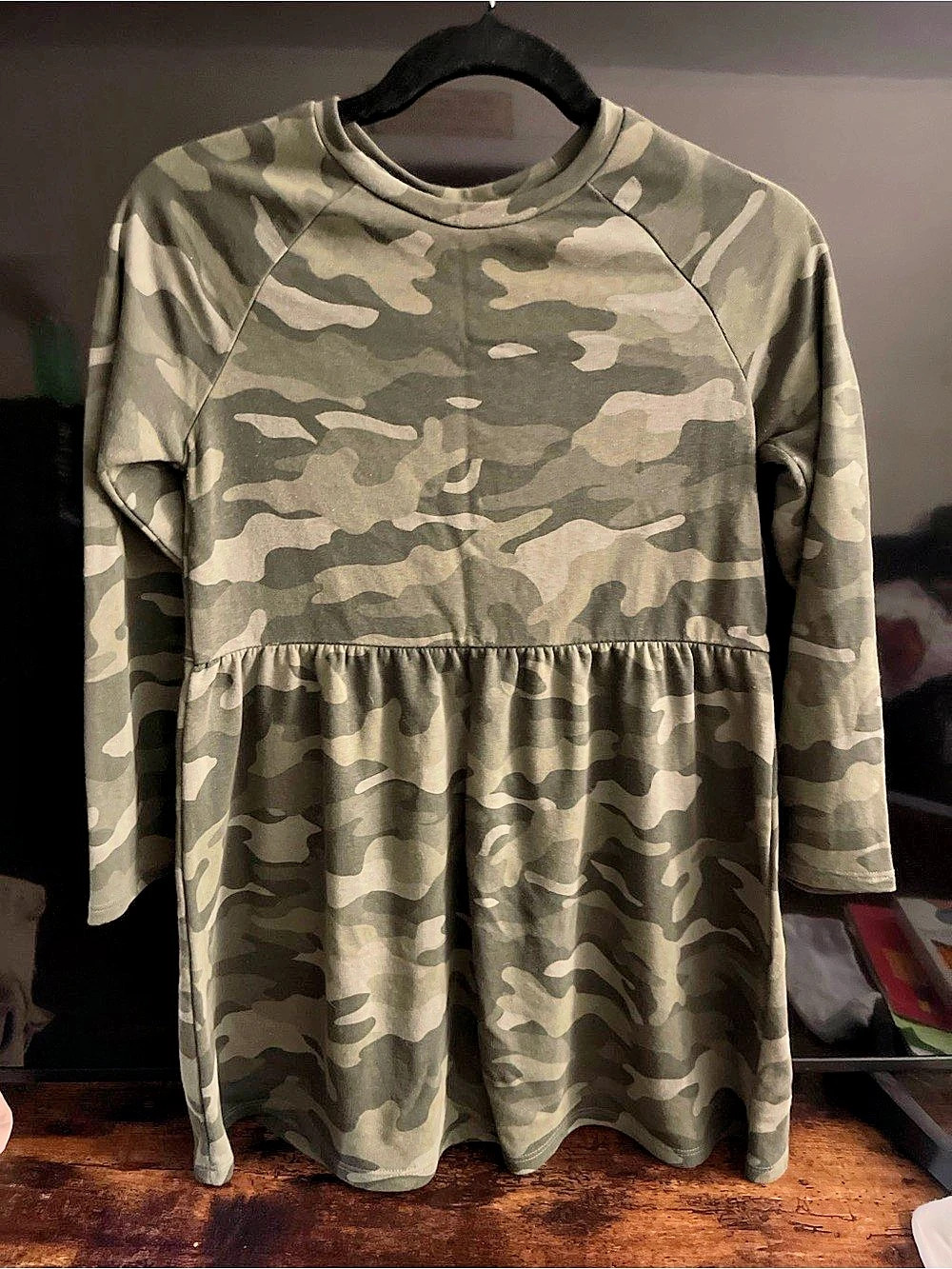 Old Navy Girls Camouflage Long-Sleeve Drop-Waist Sweatshirt Dress